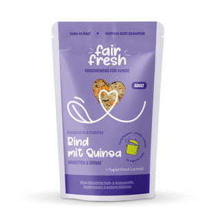 Rind mit Quinoa & Lachsöl- getreidefreies Alleinfutter oder als Topping