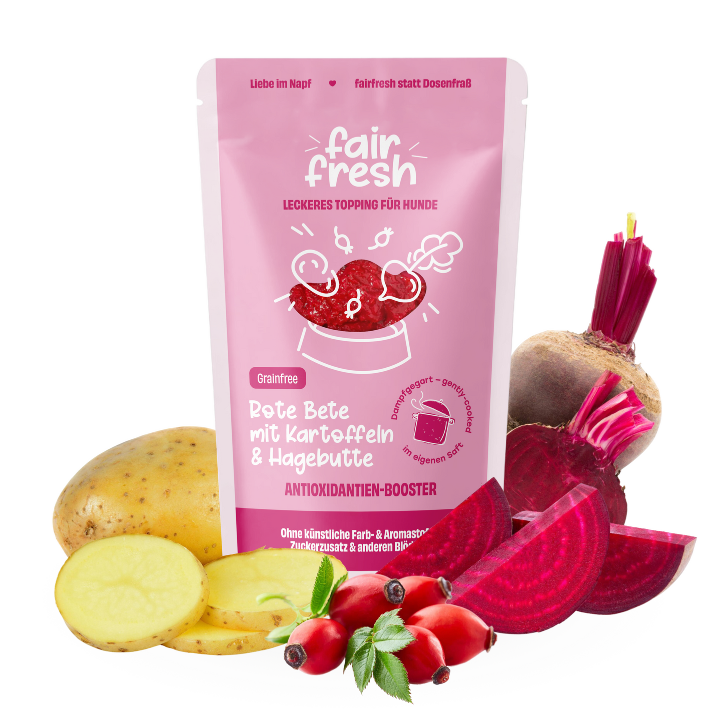 FAiRFRESH Rote-Bete-Topping Beutel Rückseite – Nährwertangaben Monomaterial recyclebar