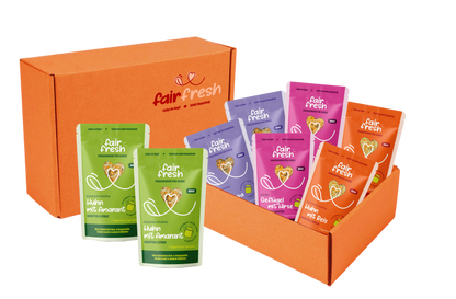 FAiRFRESH 8er Alleinfutter Übersicht – Huhn Rind Geflügel RealCooked Portionsbeutel