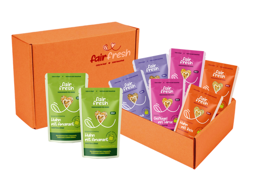 FAiRFRESH Probierpaket Komplettmenü 8 Portionen (Futter + Topping)