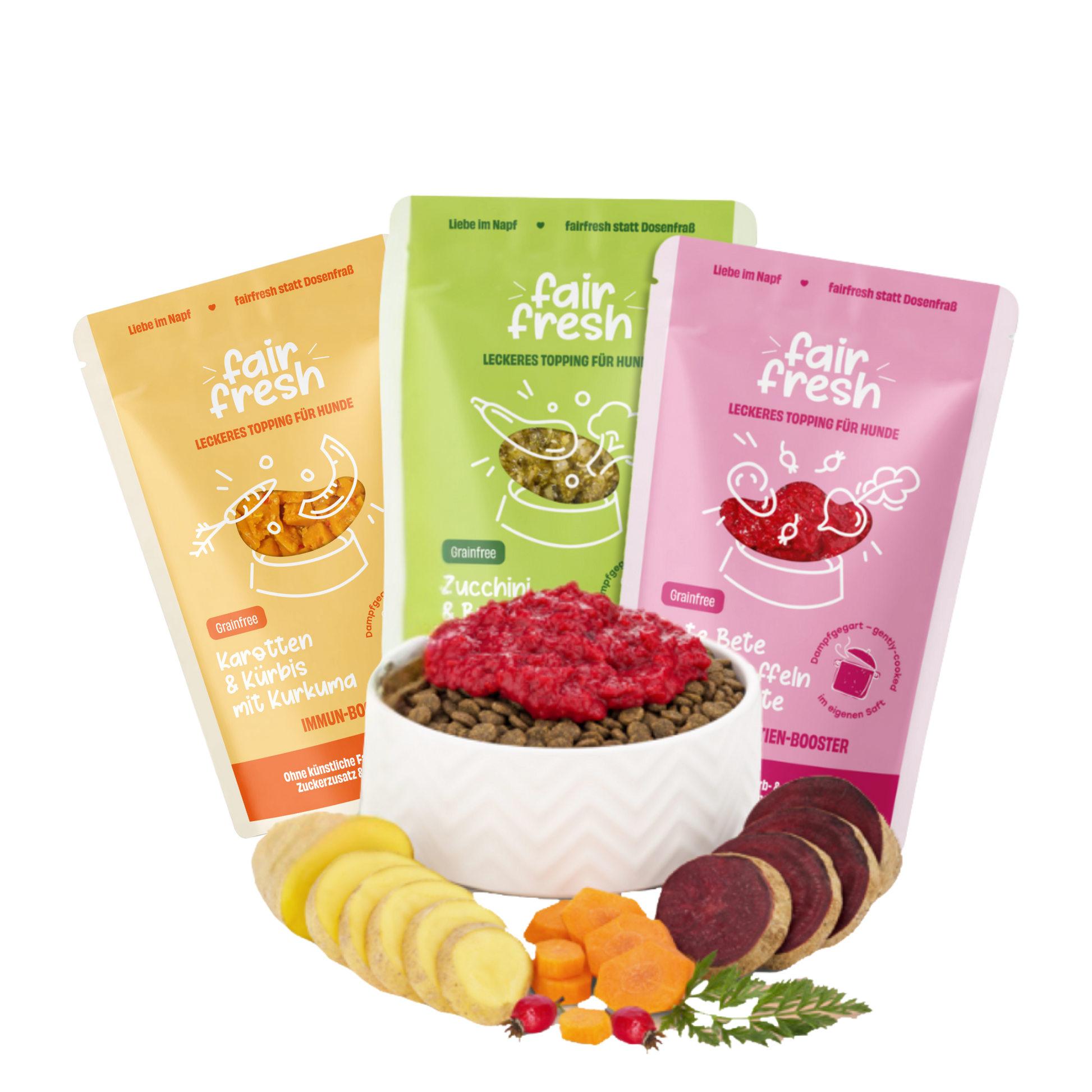 FAiRFRESH Gemüse Toppings Sortiment – Zucchini Karotten Rote Beete Brokkoli Übersicht