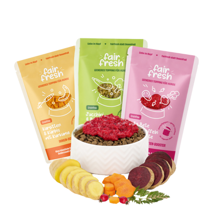 FAiRFRESH Gemüse Toppings Sortiment – Zucchini Karotten Rote Beete Brokkoli Übersicht
