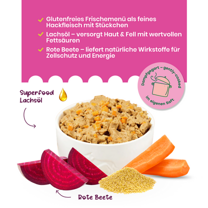 Geflügel mit Hirse, Roter Bete und Karotten