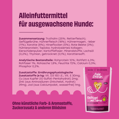 Geflügel mit Hirse, Roter Bete und Karotten