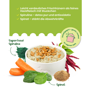 Huhn mit Amarant & Spinat- als Alleinfutter oder Topping
