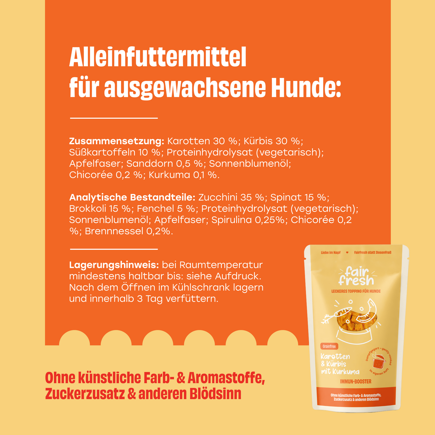 FAiRFRESH Karotten Topping Zusammensetzung – Beta-Carotin Kurkuma Nährwerte Antioxidantien