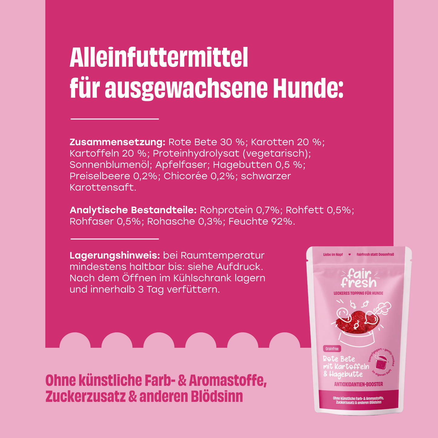FAiRFRESH Rote Beete Zusammensetzung – Eisen Vitamin C Hagebutte Nährwerte Hund