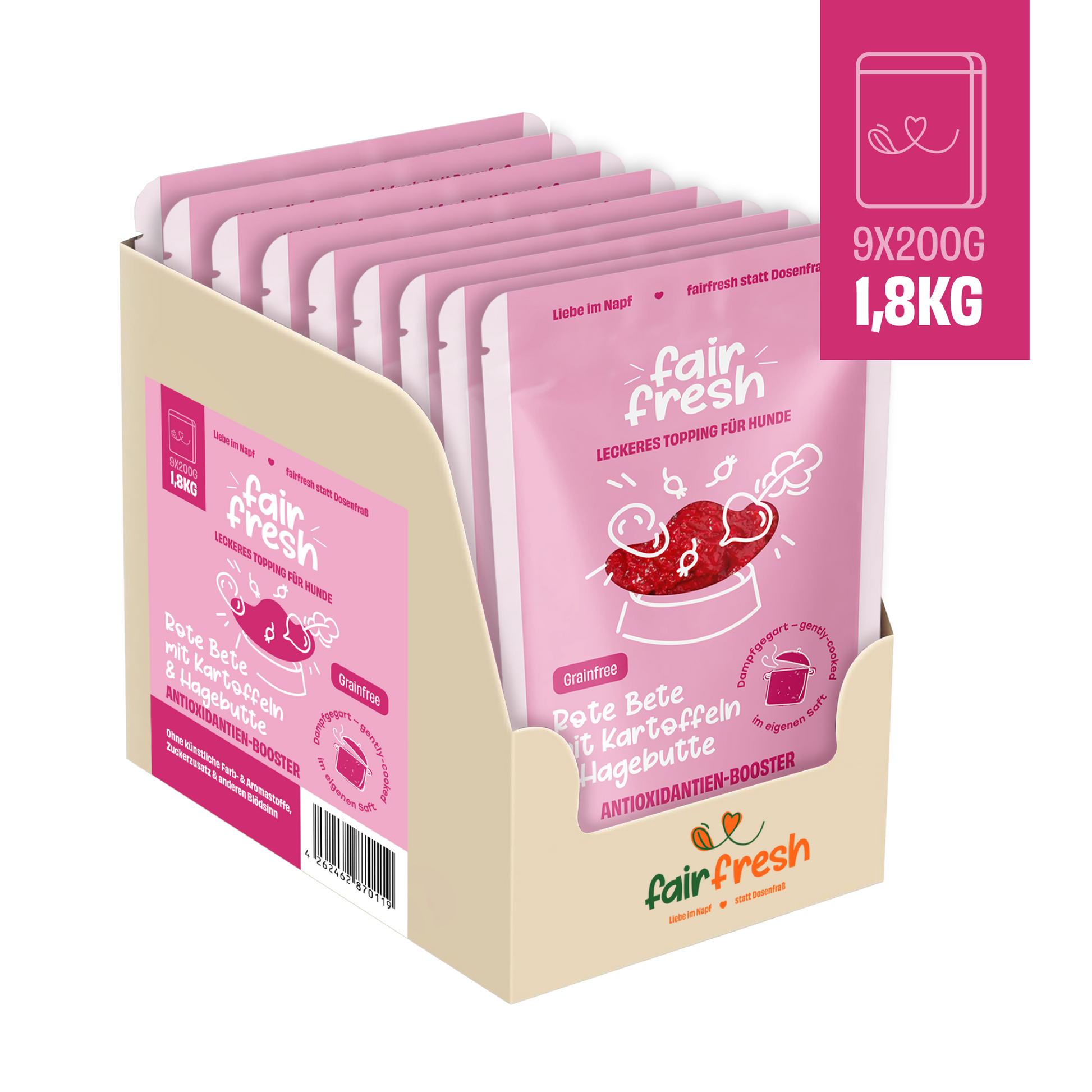 FAiRFRESH Rote Beete Topping 9er Paket – Monatsvorrat Hund Vitamin C