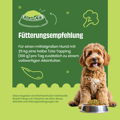 FAiRFRESH Darm-Topping Fütterungsempfehlung – Tagesration Präbiotika Hund