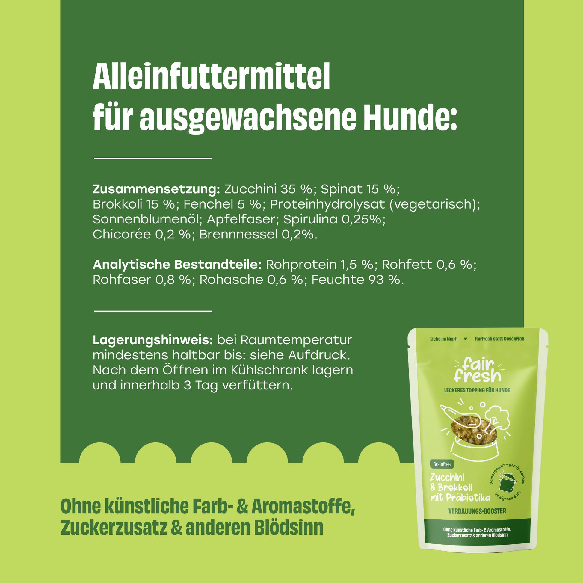 FAiRFRESH Zucchini Topping Zusammensetzung – Präbiotika Ballaststoffe Darmgesundheit Nährwerte